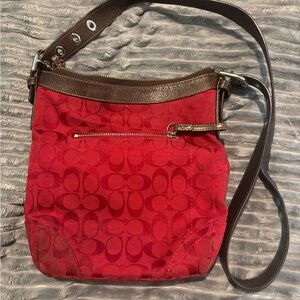 Coach Red and Brown Crossbody Bag